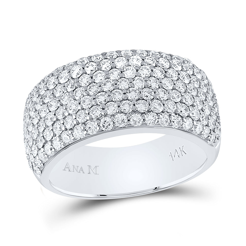 14kt White Gold Womens Round Diamond Anniversary Ring 1-7/8 Cttw