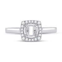 Load image into Gallery viewer, 14kt White Gold Womens Round Diamond 1/2 Ct Rd Center Halo Bridal Wedding Semi-Mount Ring 1/4 Ctw
