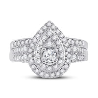 Load image into Gallery viewer, 10kt White Gold Womens Round Diamond Bridal Wedding Engagement Ring Band Set 1.00 Cttw (Certified)
