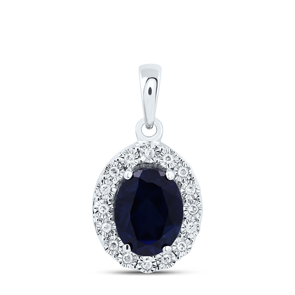 1/12CTW-DIA 3CT-OV-SAPPHIRE SYNTHETIC GEMSTONE PENDANT