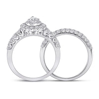 Load image into Gallery viewer, 1 1/2CTW-DIA ANA M 3/8CT-CPEAR BRIDAL SETS SINGLE HALO
