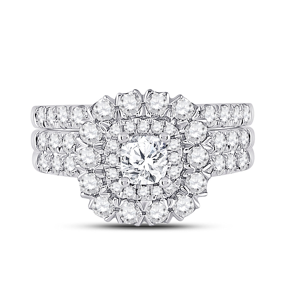 1 7/8CTW-DIA ANA M 1/2CT-CCUSHION BRIDAL SETS DOUBLE HALO