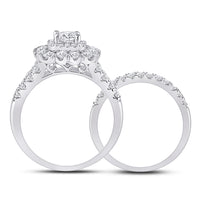 Load image into Gallery viewer, 1 7/8CTW-DIA ANA M 1/2CT-CCUSHION BRIDAL SETS DOUBLE HALO

