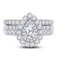 Load image into Gallery viewer, 1 7/8CTW-DIA ANA M 1/2CT-CPEAR BRIDAL SETS DOUBLE HALO
