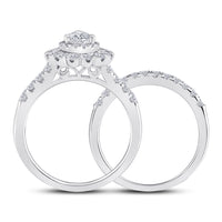 Load image into Gallery viewer, 1 7/8CTW-DIA ANA M 1/2CT-CPEAR BRIDAL SETS DOUBLE HALO
