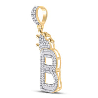 Load image into Gallery viewer, 1 CT-DIA P1P2 CROWN INITIAL &quot;B&quot; MENS PENDANT
