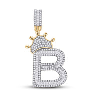 Load image into Gallery viewer, 1 CT-DIA P1P2 CROWN INITIAL &quot;B&quot; MENS PENDANT
