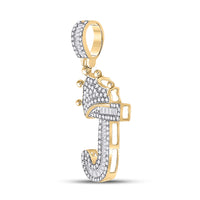 Load image into Gallery viewer, 1/2CT-DIA P1P2 CROWN INITIAL &quot;J&quot; MENS PENDANT

