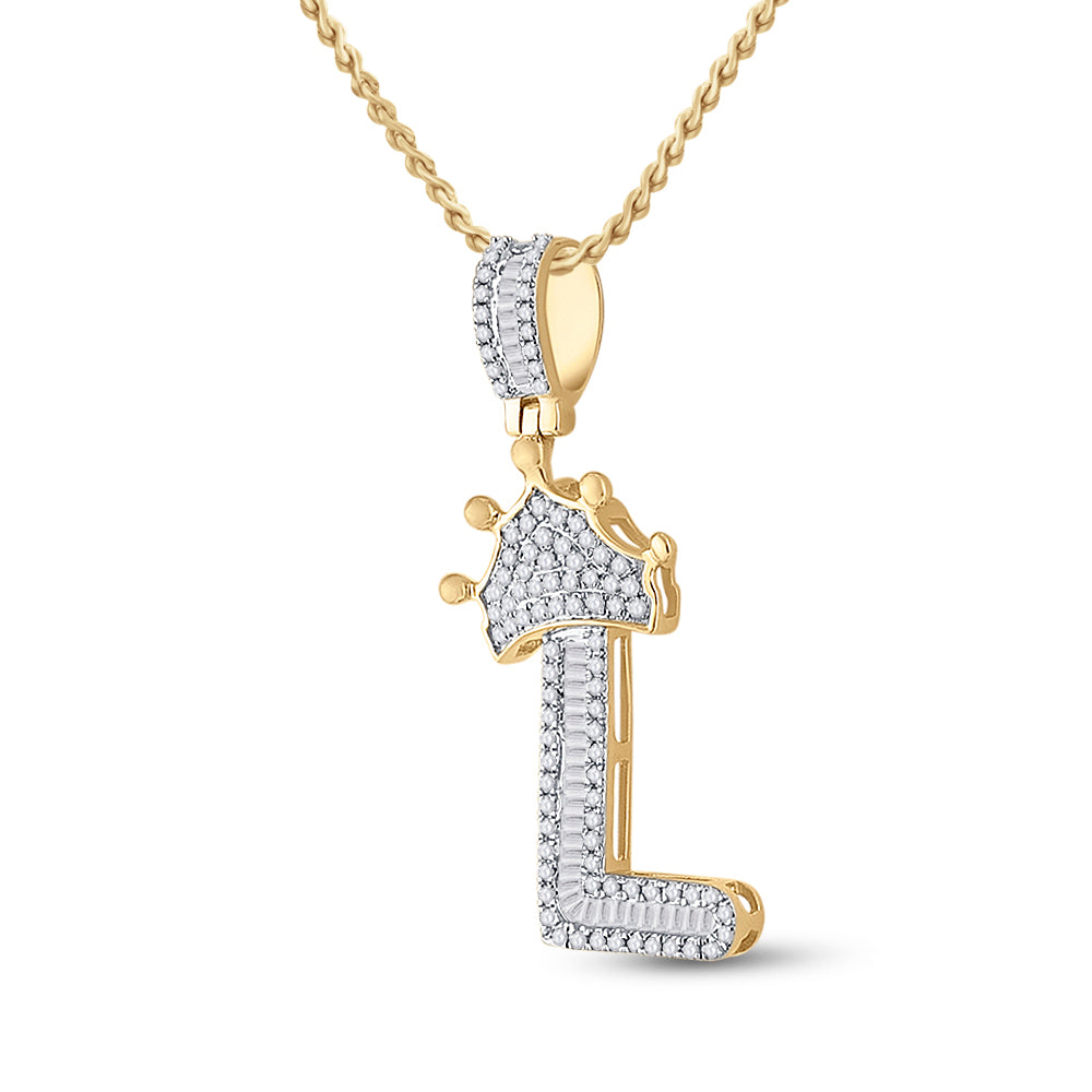 1/2CT-DIA P1P2 CROWN INITIAL "L" MENS PENDANT