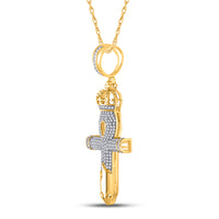 Load image into Gallery viewer, 1/2 CTW-DIA P1P2 MENS ANKH CROSS CHARM
