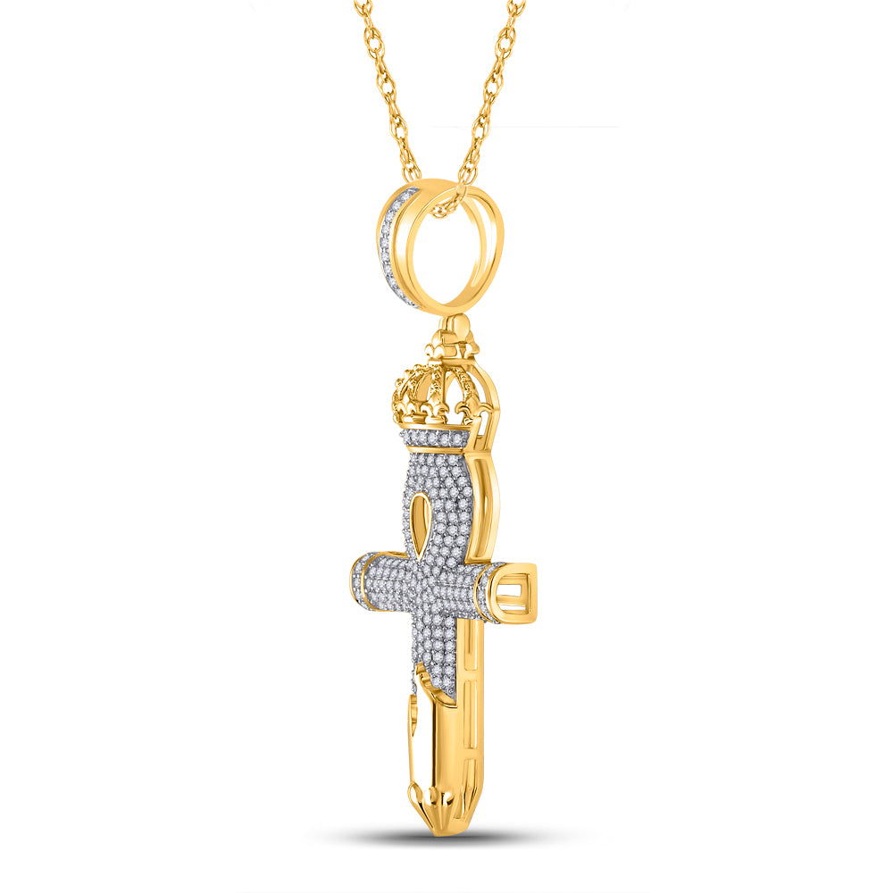 1/2 CTW-DIA P1P2 MENS ANKH CROSS CHARM