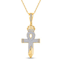 Load image into Gallery viewer, 1/2 CTW-DIA P1P2 MENS ANKH CROSS CHARM
