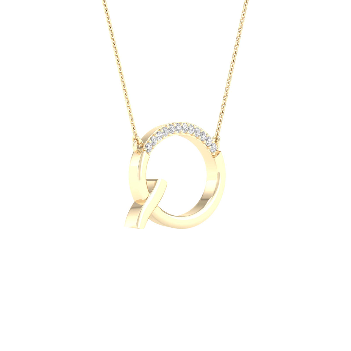1/20CTW-DIA P1P2 LADIES INITIAL "Q" NECKLACE