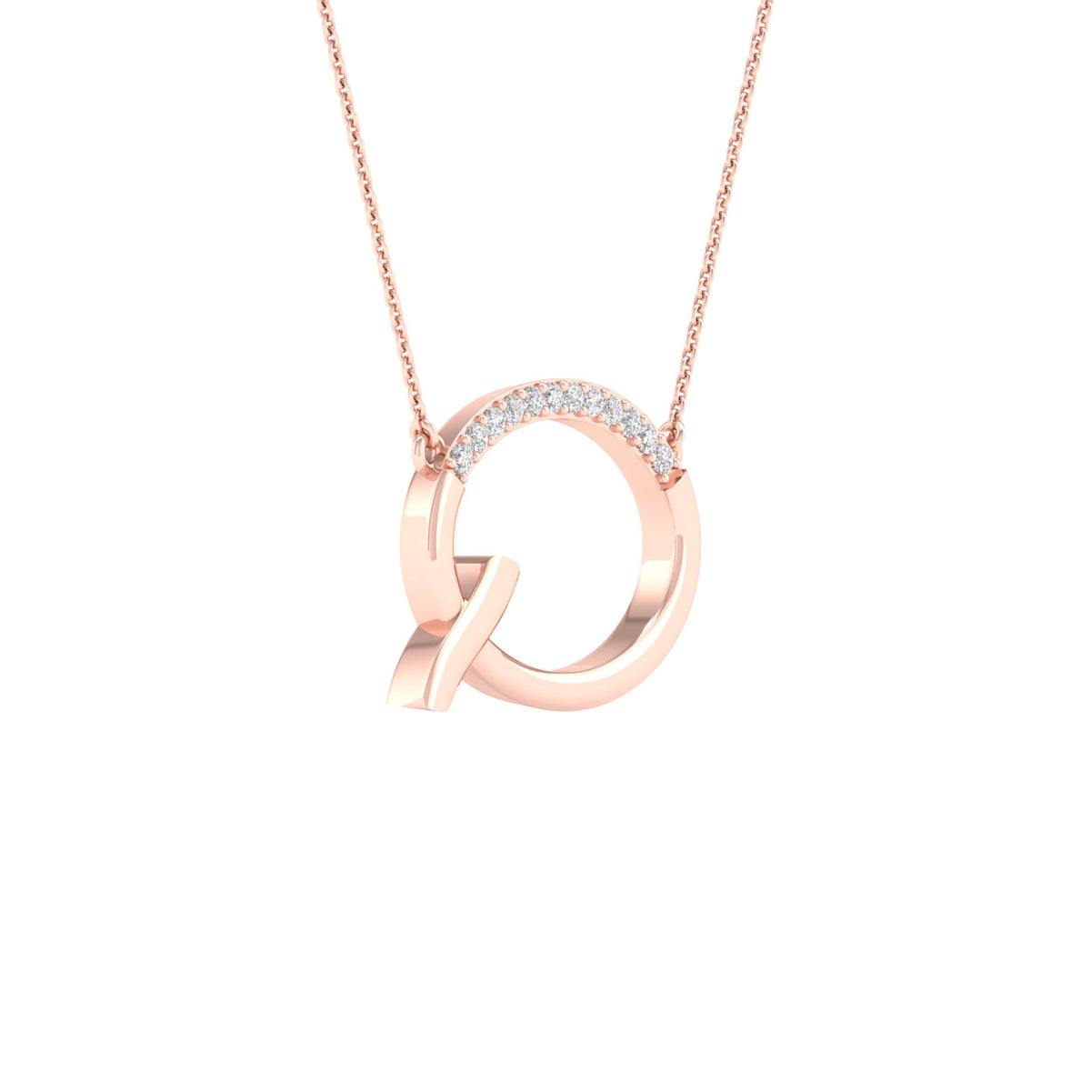 1/20CTW-DIA P1P2 LADIES INITIAL "Q" NECKLACE