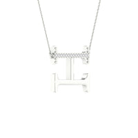 Load image into Gallery viewer, 1/20CTW-DIA P1P2 LADIES INITIAL &quot;H&quot; NECKLACE
