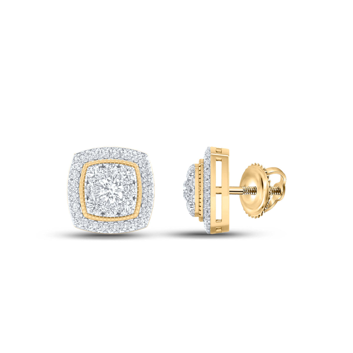 1/2CT-DIA CN FASHION CUSHION EARRING