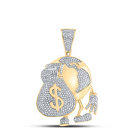 Load image into Gallery viewer, 1 1/2CT-DIA P1P2 MONEY BAG WORLD MENS CHARM
