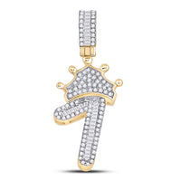 Load image into Gallery viewer, 1/2CT-DIA P1P2 INITIAL &quot;1&quot; CROWN MENS CHARM
