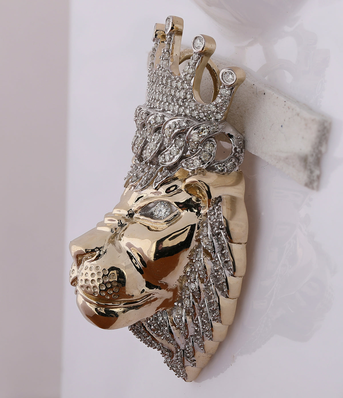 1 3/4CT-DIA NK LION FACE MENS CHARM