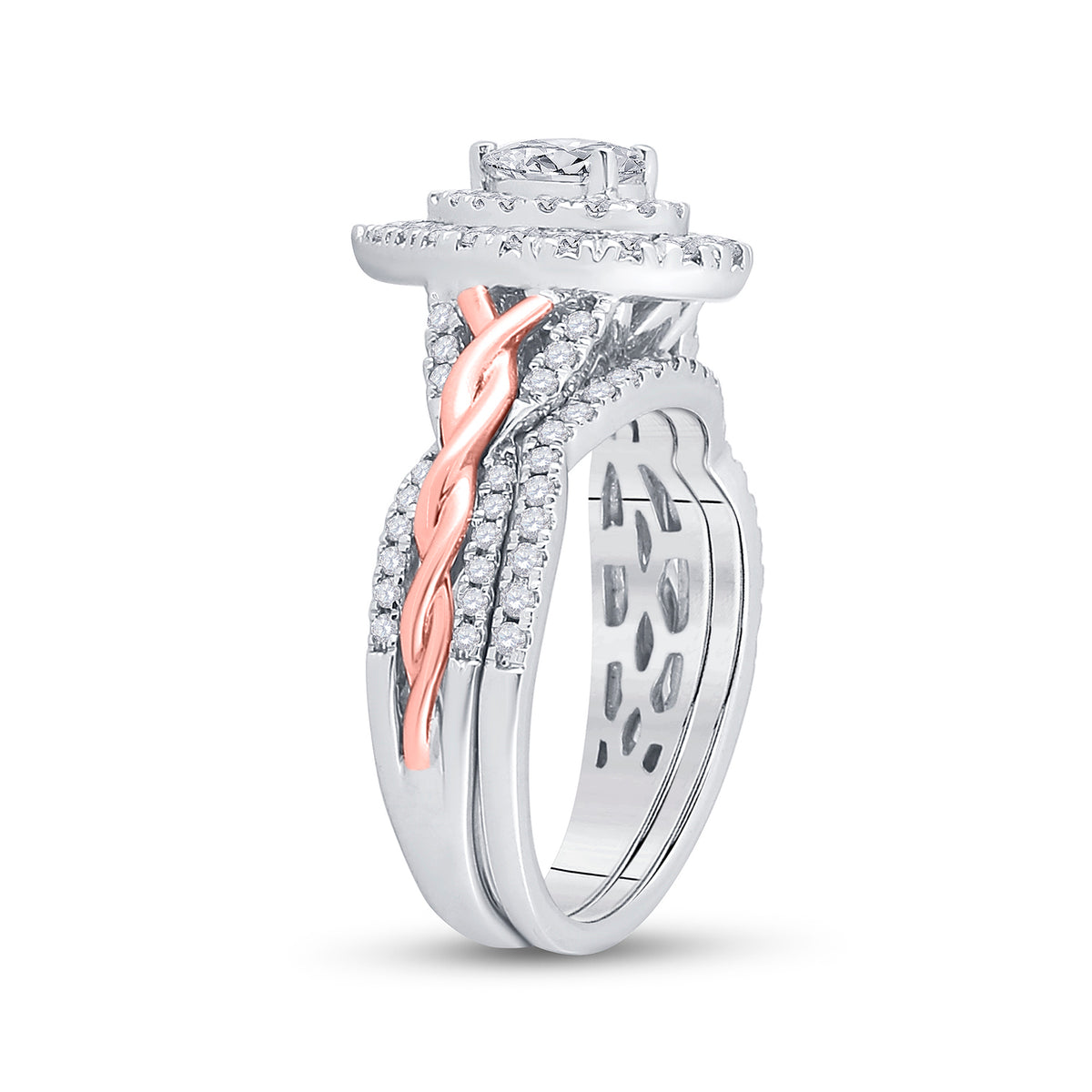 1 CT-DIA ANA M 1/3CT-CPEAR BRIDAL SET