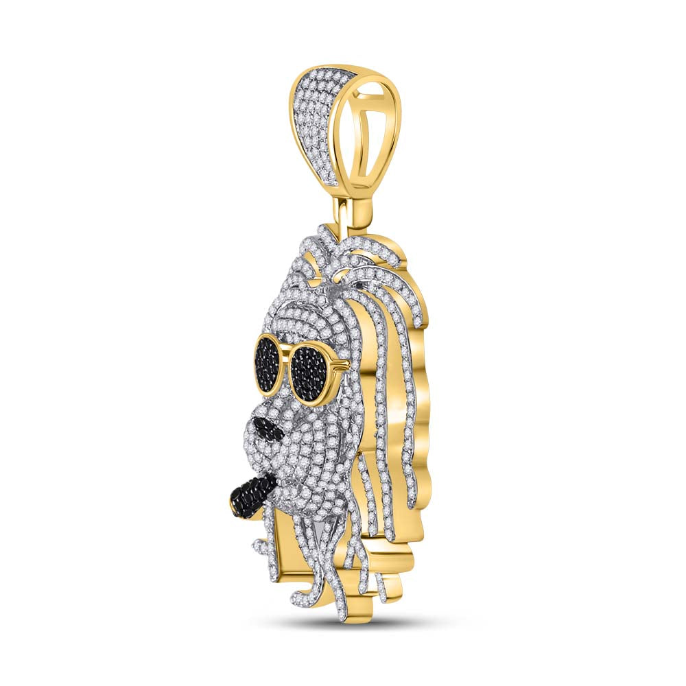 2 CT-DIA SMOKE LION MENS CHARM
