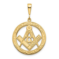 Load image into Gallery viewer, 14k Polished &amp; Textured Large Masonic Symbol Pendant
