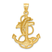 Load image into Gallery viewer, 14k Dolphin on Anchor Charm

