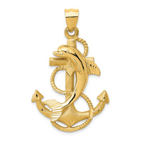 Load image into Gallery viewer, 14k Dolphin on Anchor Charm
