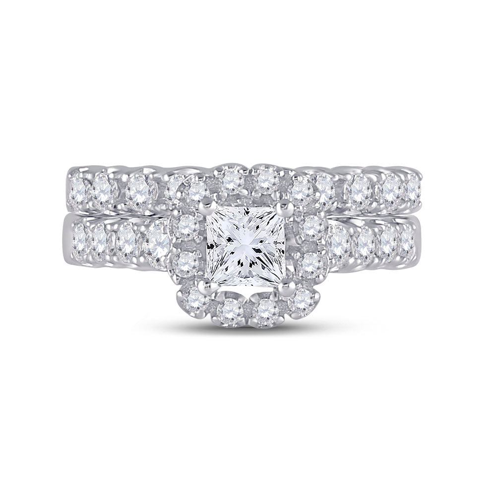 2 CTW-DIA ANA M 3/4CT-CPR BRIDAL SETS SINGLE HALO