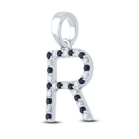 Load image into Gallery viewer, 1/10CTW-DIA 1/8CTW-BLUE SAPP NATURAL GEM  INITIAL &quot;R&quot; PENDANT
