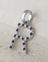 Load image into Gallery viewer, 1/10CTW-DIA 1/8CTW-BLUE SAPP NATURAL GEM  INITIAL &quot;R&quot; PENDANT

