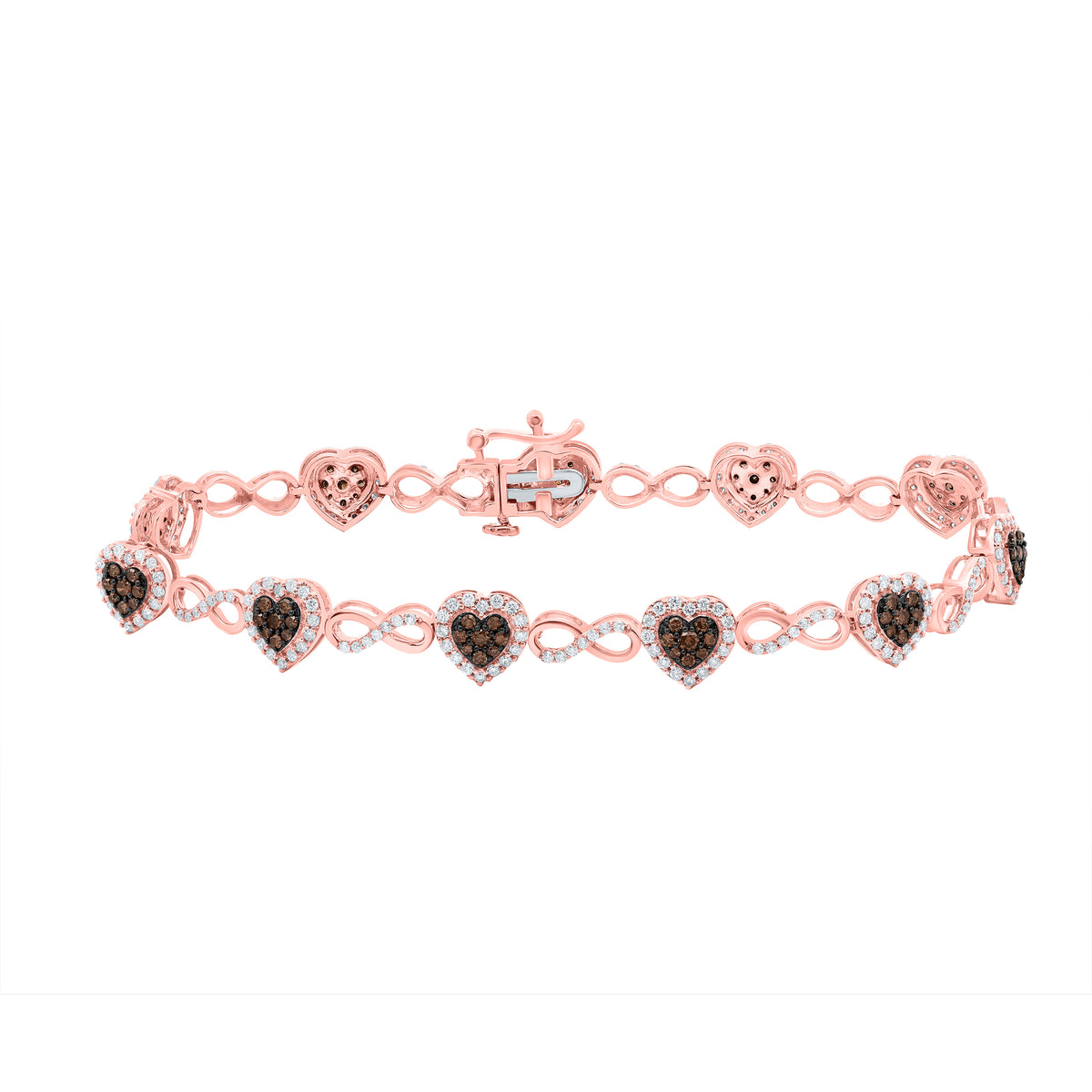 1 7/8CT-DIA CN NATURAL BROWN FASHION HEART BRACELET(7 INCH)