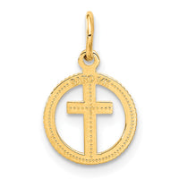 Load image into Gallery viewer, 14K Eternal Life Cross in Circle Charm
