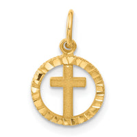 Load image into Gallery viewer, 14K Eternal Life Cross in Circle Charm
