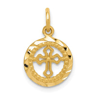 Load image into Gallery viewer, 14K Eternal Life Cross in Circle Charm
