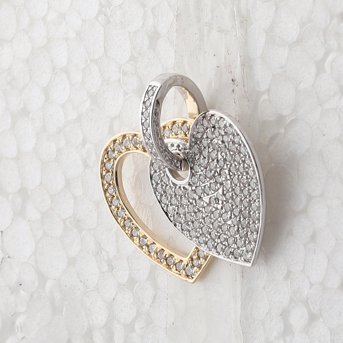 14kt Two-tone Gold Womens Round Diamond Heart Pendant 7/8 Cttw