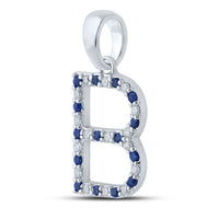 Load image into Gallery viewer, 1/8CT-DIA 1/8CTW-BLUE SAPP NATURAL GEM INITIAL &quot;B&quot; PENDANT

