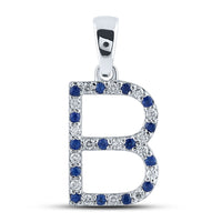 Load image into Gallery viewer, 1/8CT-DIA 1/8CTW-BLUE SAPP NATURAL GEM INITIAL &quot;B&quot; PENDANT
