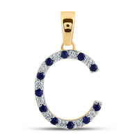Load image into Gallery viewer, 1/10CT-DIA 1/10CT-BLUE SAPP NATURAL GEM  INITIAL &quot;C&quot; PENDANT
