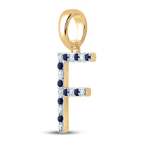 Load image into Gallery viewer, 1/12CT-DIA CN 1/12CT-BLUE SAPP NATURAL GEM INITIAL &quot;F&quot; PENDANT
