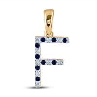 Load image into Gallery viewer, 1/12CT-DIA CN 1/12CT-BLUE SAPP NATURAL GEM INITIAL &quot;F&quot; PENDANT
