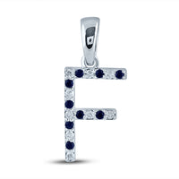 Load image into Gallery viewer, 1/12CT-DIA 1/12CT-BLUE SAPP NATURAL GEM INITIAL &quot;F&quot; PENDANT
