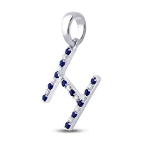 Load image into Gallery viewer, 1/10CT-DIA 1/10CT-BLUE SAPP NATURAL GEM INITIAL &quot;H&quot; PENDANT
