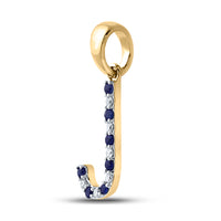 Load image into Gallery viewer, 1/20CT-DIA 1/20CT-BLUE SAPP NATURAL GEM INITIAL &quot;J&quot; PENDANT
