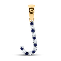 Load image into Gallery viewer, 1/20CT-DIA 1/20CT-BLUE SAPP NATURAL GEM INITIAL &quot;J&quot; PENDANT

