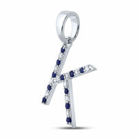 Load image into Gallery viewer, 1/10CT-DIA CN 1/10CT-BLUE SAPP NATURAL GEM INITIAL &quot;K&quot; PENDANT
