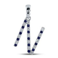 Load image into Gallery viewer, 1/10CT-DIA 1/8CT-BLUE SAPP NATURAL GEM INITIAL &quot;N&quot; PENDANT
