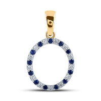 Load image into Gallery viewer, 1/10CTW-DIA 1/8CTW-BLUE SAPP NATURAL GEM INITIAL &quot;O&quot; PENDANT
