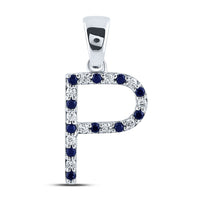 Load image into Gallery viewer, 1/12CTW-DIA CN 1/10CTW-BLUE SAPP NATURAL GEM INITIAL &quot;P&quot; PENDANT
