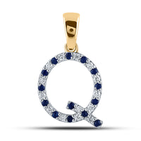 Load image into Gallery viewer, 1/10CTW-DIA 1/8CTW-BLUE SAPP NATURAL GEM INITIAL &quot;Q&quot; PENDANT
